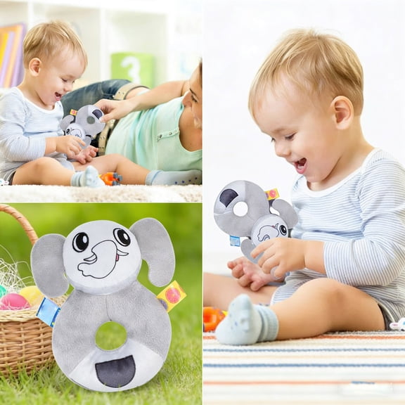 syligr Elephant Hand Rattle Toy for Babies 0-12 Months Soft Sensory Infant Toys Polyester Material 4.3x3.2x1.2 Inch Auditory Development Interactive Soothing Gift for Newborns
