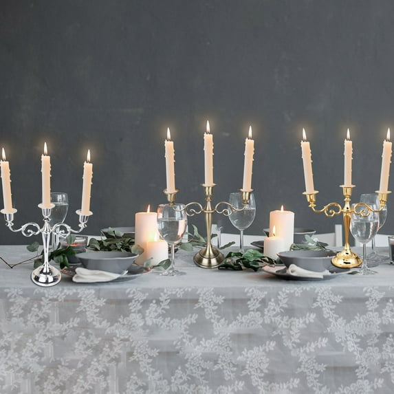 syligr European Three-Headed Candlestick for Wedding Dinner, Vintage Romantic Style for Restaurant Hotel, Metal Construction, Multi Functional for Home Decoration, Creates Warm Ambiance for Events