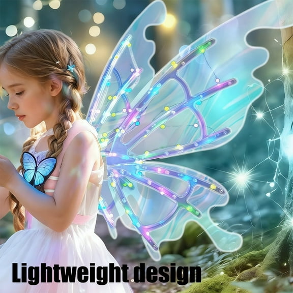 syligr Fairy Butterfly Wings LED Music Wearable Toy for Kids, Rechargeable Lithium Battery, Costume Party Gift, Pet Back Decoration, with Multiple Music Tracks and Colorful Lights