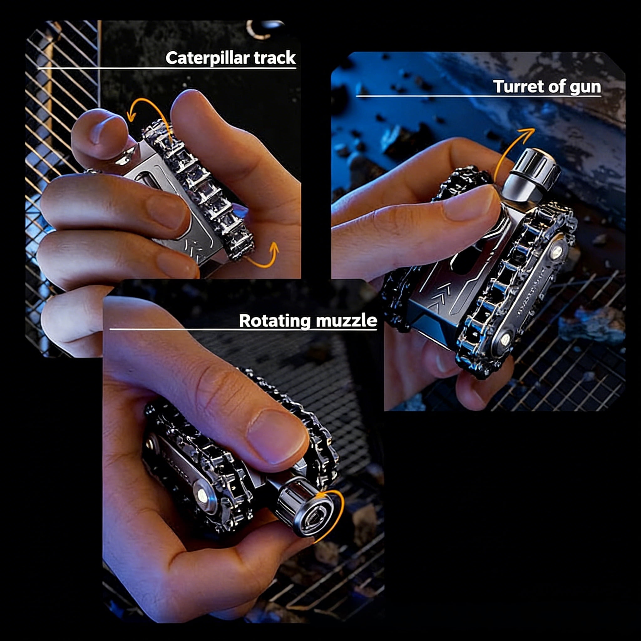 syligr Fidget Toys Stress Relief Metal Gear Tank Mechanical Fidget Spinner with Spinning Tracks Turret & Rotating Barrel Movable Parts for Adults Anxiety ADHD Sensory Toys Desktop Office Decor
