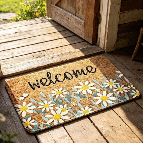 syligr Floral Printed Doormat, 16x24Inch Non‑Slip Diatomaceous Earth Entryway Mat, Absorbent Front Door Welcome Rug, Quick‑Dry Floor Mat for Kitchen Bathroom, Perfect for Spring Outdoor Decor