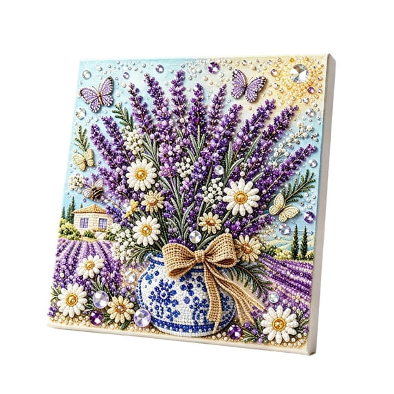 syligr Flower Diamond Art Kit for Adults, Lavender Pearl Painting Kits for Christmas Decorations, DIY Floral Wall Mantel Decor for Home, Art Craft Ornament for Holiday Party Gift