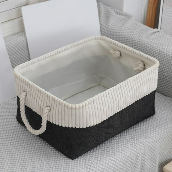 syligr Foldable Fabric Storage Basket Home Organization 12 Inch Brown Basket for Clothes Toys Miscellaneous Foldable Bin with Handles for Shelf Closet