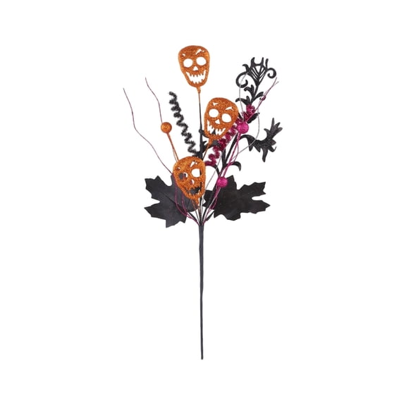 syligr Halloween Artificial Flower Picks for Vase, Skull Hand Pumpkin Maple Leaf Stems, Gothic Floral Arrangement for Table Centerpiece, Dark Fall Decor for Party Home Mantel, 12 Inch