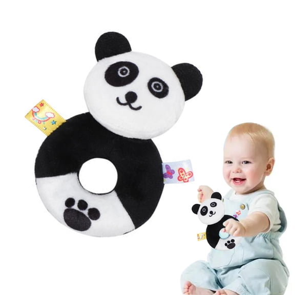 syligr Hand Rattle Plush Toy for Newborns 0-6 Months, Interactive Shaking Circle, Cute Soothing Sensory Gift for Babies, Christmas Birthday Present for Infants, 4x3x1 Inch