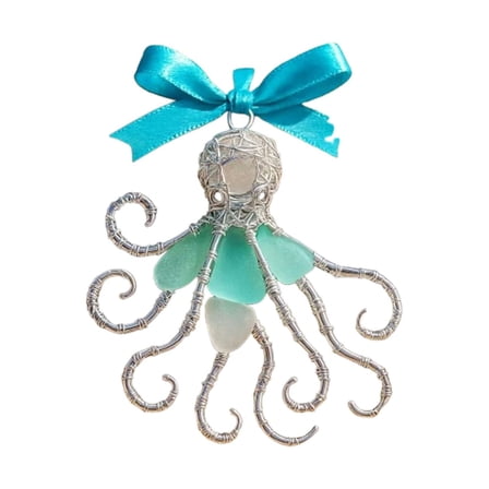 syligr Handcrafted Sea Glass Sculptures 3D Marine Animals Collection for Coastal Decor Table Centerpiece Ocean Theme Beach House Decor Gift for Sea Lovers Wall Shelf Display