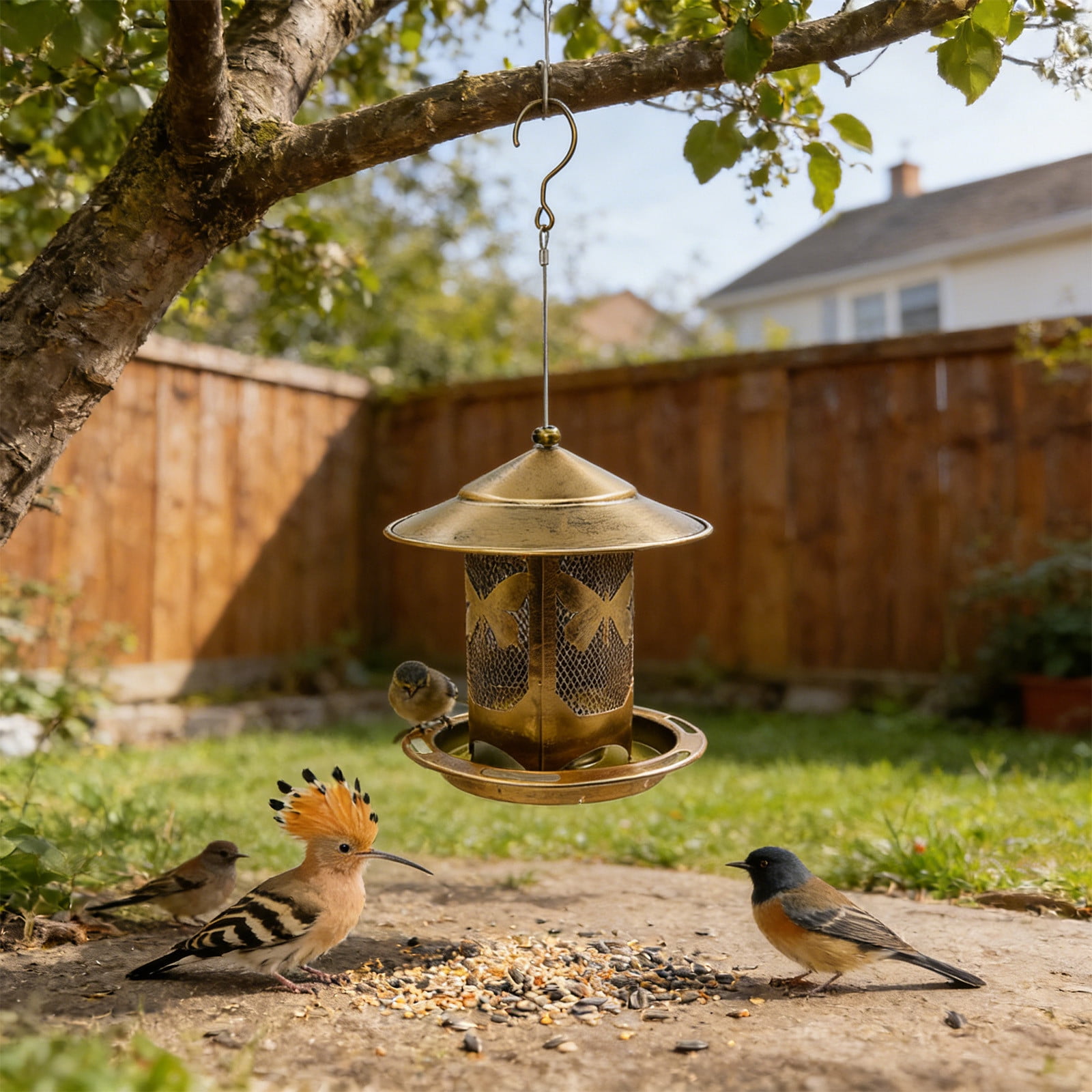 syligr Hummingbird Feeder Metal Butterfly Design for Garden Patio Outdoor Hanging Bird Feeder with Weatherproof Roof Attracts Wild Birds Easy to Clean and Refill Decorative Feeder
