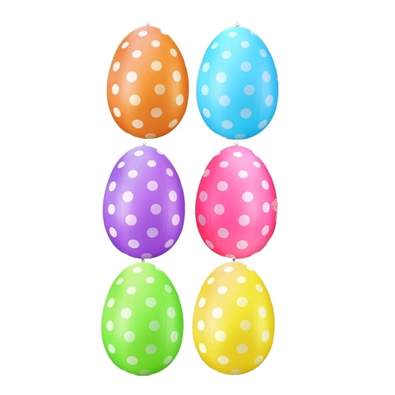 syligr Inflatable Easter Eggs 16 Inch 6PCS Outdoor Yard Garden Decoration Toys For Kids Colorful Party Indoor Hunt Game PVC Durable Spring Holiday Fun