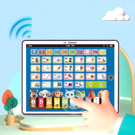 syligr Kids Learning Tablet for Toddlers Ages 3+ Educational Toy with Alphabet Numbers Math Music Interactive Electronic Toy 7.5 Inch Blue Pink ABS Birthday Christmas Gift