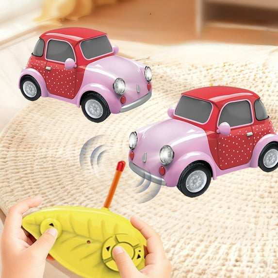 syligr LED Remote Control Car Toy, Cute Cartoon Fruit Themed Vehicle with Lights for Kids, Indoor Outdoor RC Stunt Car Gift for Boys Girls Ages 3-8, Birthday Present, Mini Toy Car, Fun Driving Play