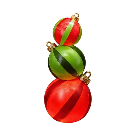syligr Lighted Christmas Stacked Ornament, Stacked Christmas Ball Ornament with LED Warm Lights, Vintage Xmas Tabletop Decor for Mantel Fireplace Shelf, Holiday Party Decor Gift