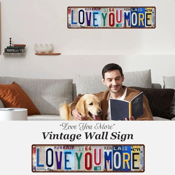 syligr Love You More Sign Vintage Wall Sign - Above Door Street Signs For Home Bar Coffee Wall Art Decor 16 X 4 Inches