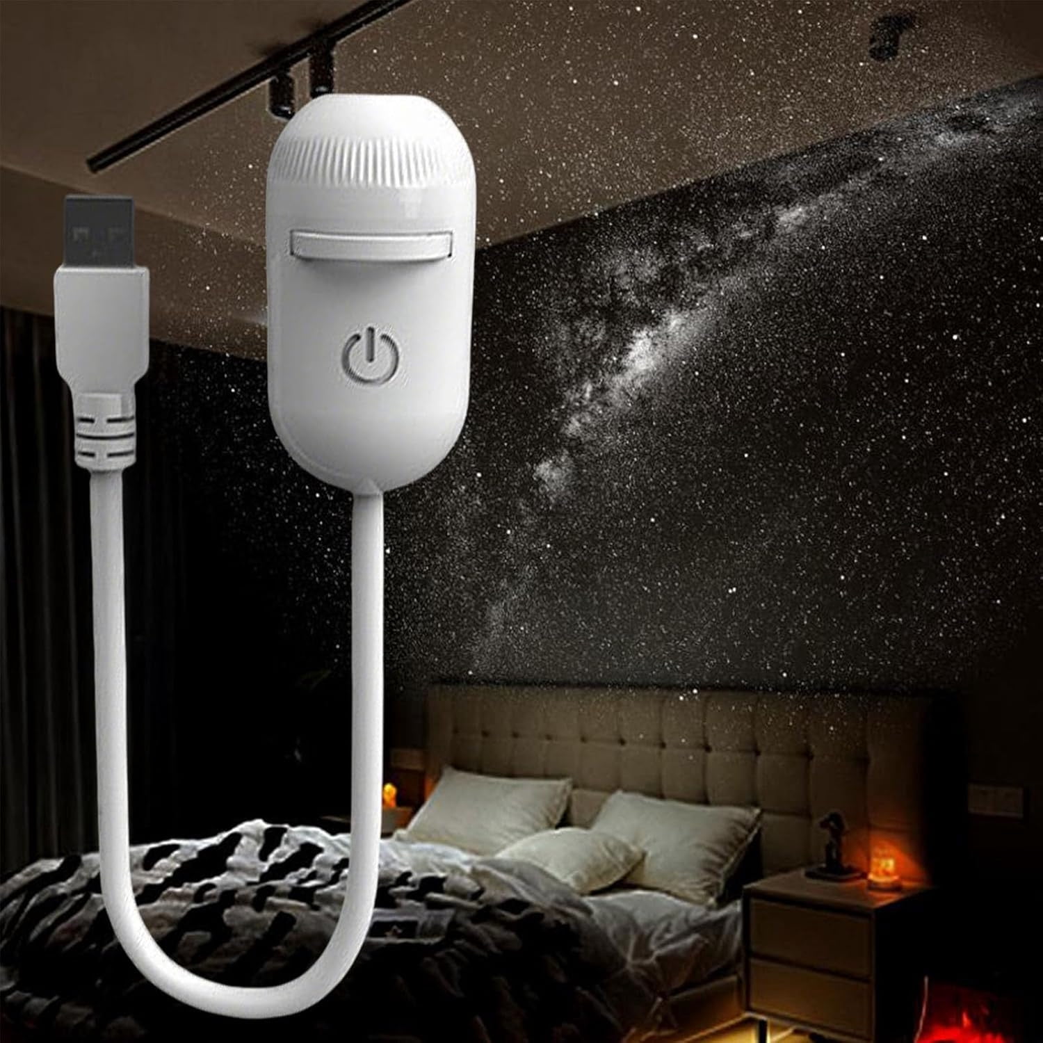 syligr Mini Projector Night Light 2 in 1 360 Adjustable, USB Powered Kids Bedroom Ceiling Light for Nursery Decor Ambience Relaxation Sleep Aid Baby Toddler Room Decor