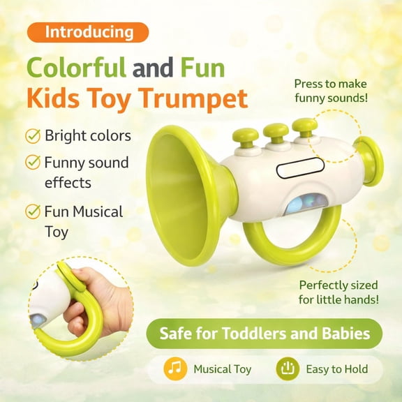 syligr Mini Trumpet Toy for Babies 6M+, Musical Whistle Instrument for Early Education, Safe Plastic for Toddlers Boys Girls, Christmas Birthday Gift for Infants