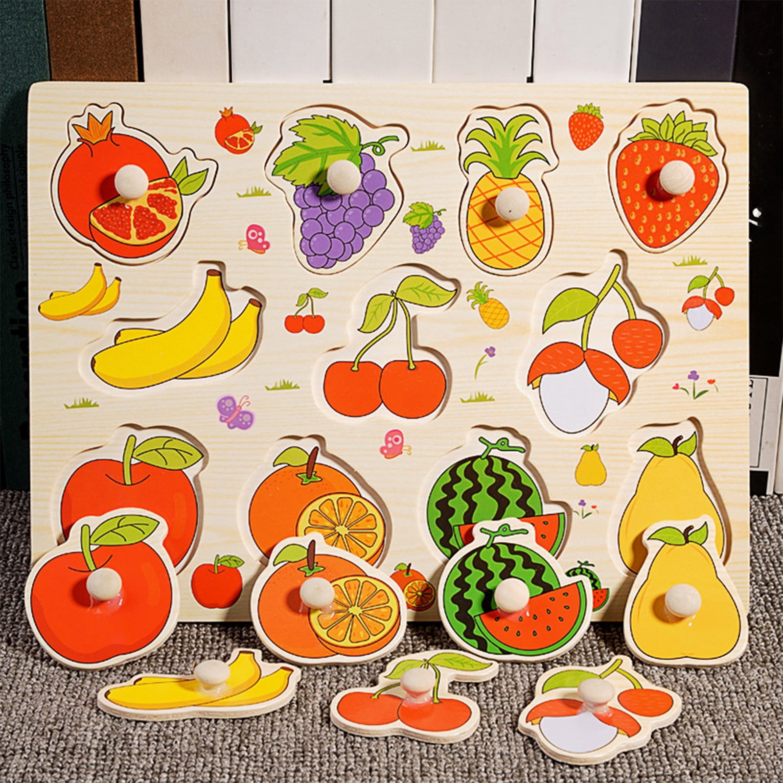 syligr Montessori Wooden Peg Puzzle Board, Alphabet Shape Matching ...
