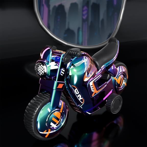 syligr Motorcycle Toy for Boys Ages 4-8 Pull Back Inertia Model 6 Inch ABS Alloy Material Purple Green Light Sound Effects Gift for Kids Racing Play