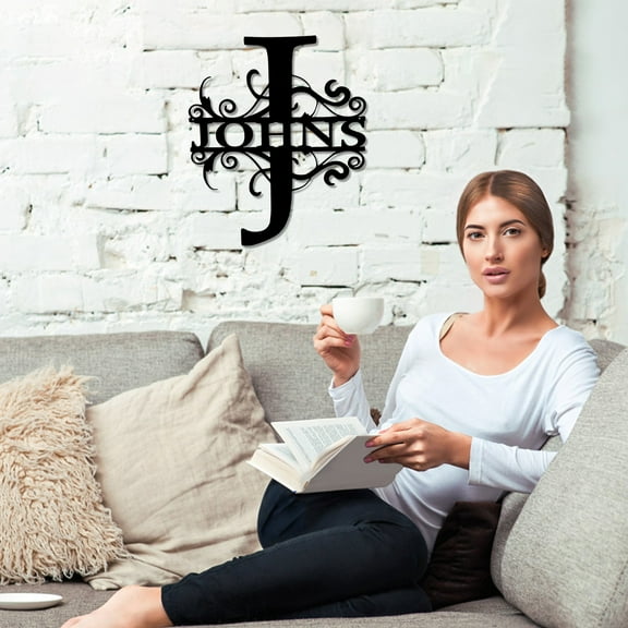 syligr Ornamental Metal Wall Letters, Monogram for Home Decor Wedding Gift, Vintage Industrial Style for Living Room, Black Alphabet Signs for Wall Display,Personalized Housewarming Anniversary Gift