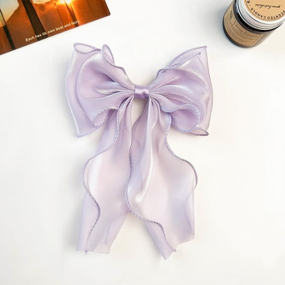 syligr Pink Hair Bow Clip with Mesh Ribbon Elegant Lightweight Hair Accessory for Girls Women All Hair Types Everyday Wear Party Wedding Special Occasion Styling Gift