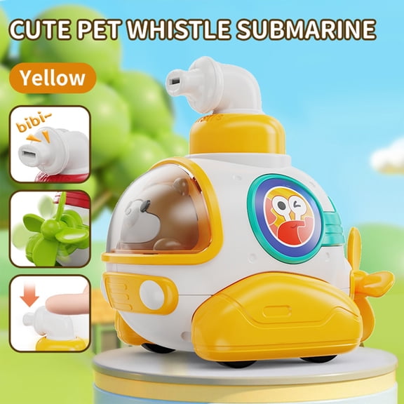 syligr Press and Go Submarine Toy for Toddlers Ages 3+ Bath Toy with Whistle and Rotating Propeller ABS Plastic No Battery Needed Indoor Outdoor Play Gift for Kids