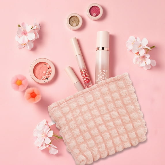 syligr Puff Cloud Makeup Bag Cosmetic Pouch Travel Organizer Soft Zippered Case for Toiletries Accessories Portable Mini Handbag Clutch Multiple Colors Plush Material with Generous Space A Must Have