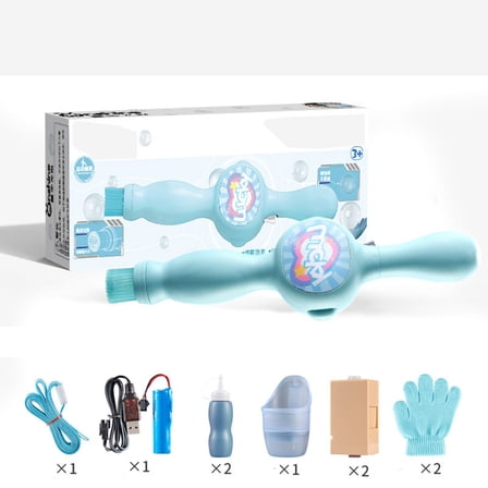 syligr PuffPop Bubble Maker with 70ml Solution, Automatic Blowing Elastic Stick Bubble Machine, Handheld Wand for Kids Outdoor Indoor Play, Birthday Party, Summer Toy Gift Set