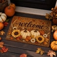 thumbnail image 1 of syligr Pumpkin Maple Leave Fall Rugs for Outdoor Front Door, Halloween Doormat for Indoor Entryway Kitchen, Autumn Harvest Welcome Floor Mat for Home, Thanksgiving Non-Slip Mat, 16x24 Inch, 1 of 6