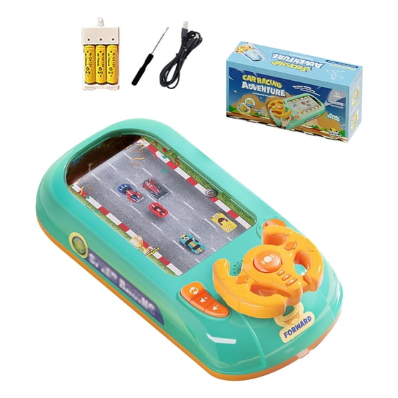 syligr Racing Car Steering Wheel Toy for Kids 3+, Interactive Simulation Driving Console with Adventure Challenge, Desktop Game for Boys Girls, Christmas Birthday Gift, Fun Desktop Racing Challenge
