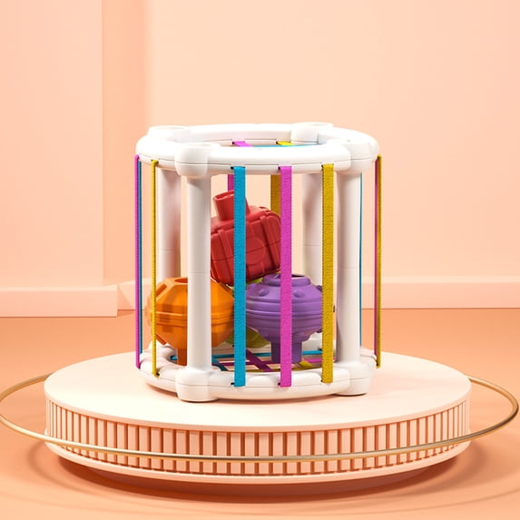 syligr Rainbow Pull String Sensory Toy, 6-in-1 Cube Activity Toy, Montessori Educational Infant Toy for 0-3 Year Old Baby, Fine Motor Skills Development, Early Learning Gift for Toddlers Boys Girls