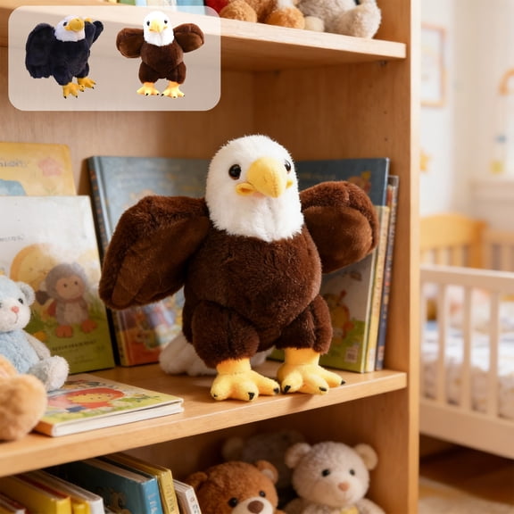 syligr Realistic Eagle Plush Stuffed Animal Home Decor Bird of Prey Figure 12 Inch Lifelike Soft Collectible for Shelf Desk Display Gift for Animal Enthusiasts