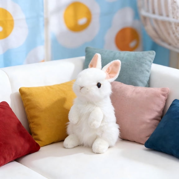 syligr Realistic Easter Bunny Plush Stuffed Animal Spring Holiday Home Decor Cute Rabbit Figure 8 Inch Soft Plushie for Easter Basket Gift Party Decoration Collectible