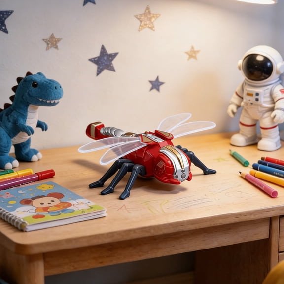 syligr Remote Control Dragonfly Toy for Kids Ages 6-12 Spray Mechanical Insect 13 Inch Plastic Red Blue 2.4G Wireless Simulation Animal Gift for Boys Outdoor Play