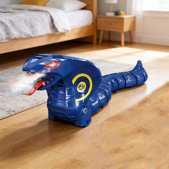 syligr Remote Control Snake Toy for Kids Ages 6-12 Mechanical Spray Animal 24 Inch White Blue 2.4G Wireless Crawling Simulation Reptile Outdoor Play Birthday Gift