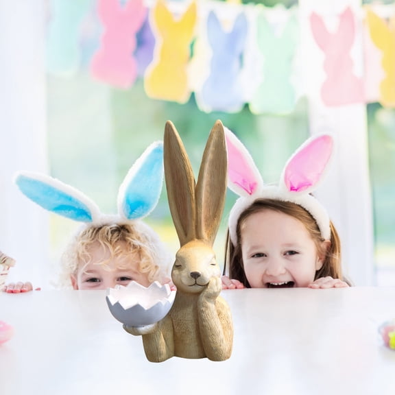 syligr Resin Easter Bunny Garden Statue Outdoor Decor Yard Patio Spring Home Decoration Hand Painted Sculpture Weather Resistant Art Craft 8 Inch Tall Gift