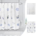 thumbnail image 1 of syligr Shower Curtain 72x78 Inch with Seashell Starfish Anchor Designs, Waterproof Mold Resistant Plastic with 12 Hooks Included, Coastal Style Bathroom Decor, 1 of 6