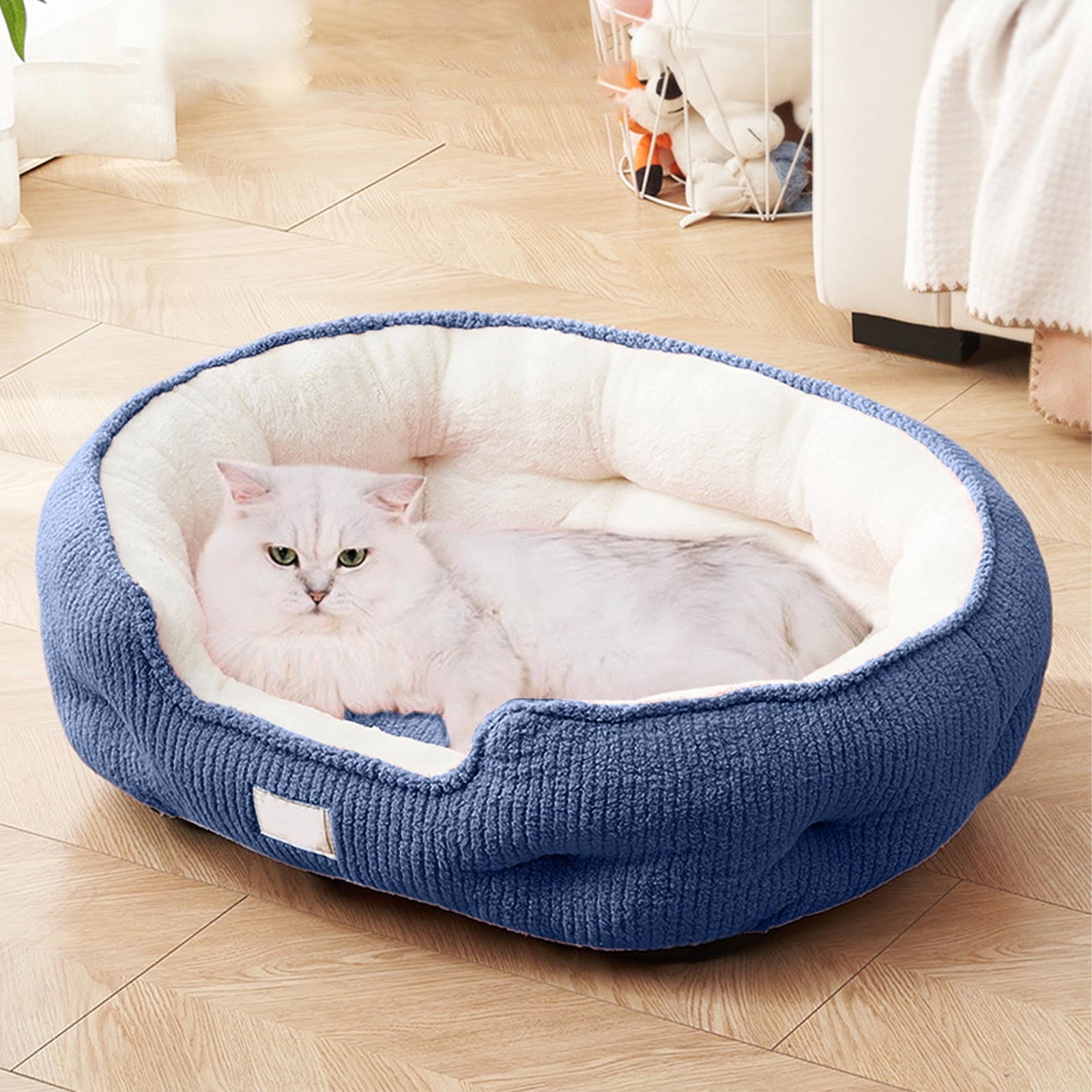 syligr Thick Warm Pet Bed for Cats Dogs Small Animals All Season Soft Plush Cushion Anti-Slip Bottom Washable Cover Cozy Sleeping Pad for Indoor Use Multiple Colors and Patterns
