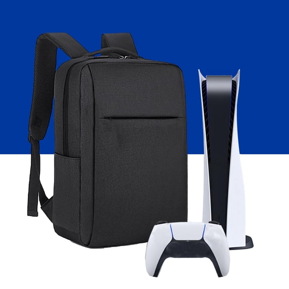 syligr Travel Pouch for Game Console and Controllers, Shoulder Bag with Built-in USB Charging Cable, Protective Storage for Discs Accessories Cables, Durable Nylon Carrying Case for Travel