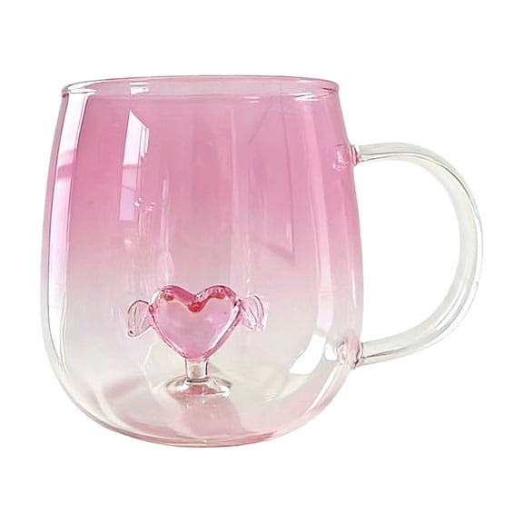 syligr Valentine's Day Heart-Shaped Couple Tea Cup Set of 2 - Glass Mugs for Romantic Coffee Drinks, Ideal Gift for Her Him Anniversary Wedding Proposal Party Celebration Present
