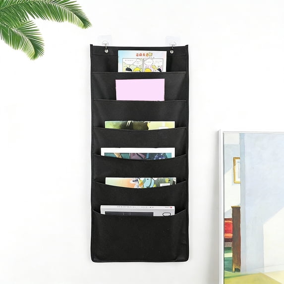 syligr Wall Mounted File Organizer with Grommets Home Office School Storage Solution Non-Woven Fabric Document Holder 43 Inch for Papers Magazines Mail Wall Organizer
