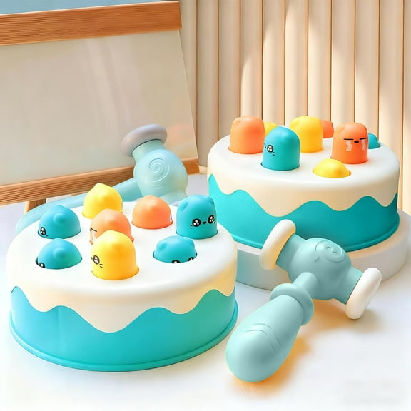 syligr Whack Mole Game for Kids Ages 3+ Educational Toys Hand Eye Coordination Training Beat The Gopher Hammer Game Yellow Plastic 13.5 cm Cake Shape Parent Child Interactive Play