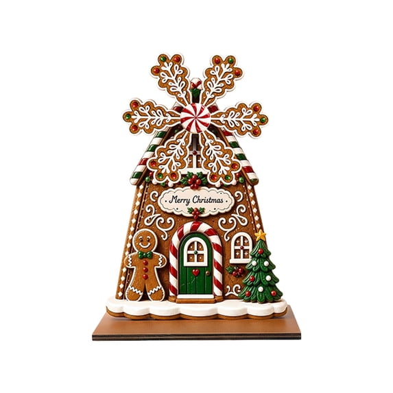syligr Wooden Christmas House Ornament, Gingerbread Windmill House Christmas Tabletop Decoration for Mantel Shelf, Holiday Home Decor for Office, Party Gift, 6Inch, Brown