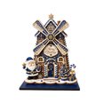 thumbnail image 1 of syligr Wooden Christmas House Ornament, Gingerbread Windmill House Christmas Tabletop Decoration for Mantel Shelf, Holiday Home Decor for Office, Party Gift, 6Inch, Blue, 1 of 7