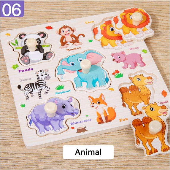 syligr Wooden Montessori Puzzles for Toddler 1-3 Years Age, Educational Board with Numbers Letters Animals, Preschool Learning Activities for Fine Motor Skills, Classroom Homeschool Supplies