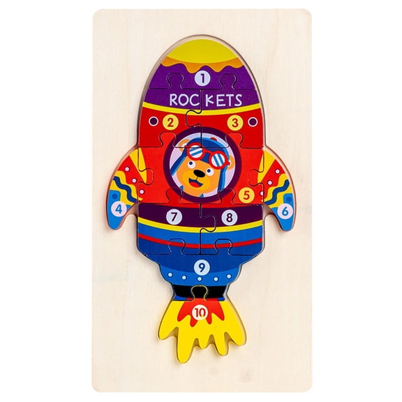 syligr Wooden Number Puzzle for Toddlers, Vehicle Transport Theme, Early Learning Matching Game for Fine Motor Skills, Brain Development Montessori Toy for Preschool Kids Gift