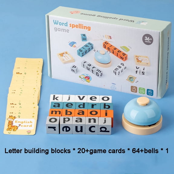syligr Wooden Spelling Blocks for Kids, English Word Game Toy, Interactive Letter Puzzle for Learning, Phonics Montessori Game for Vocabulary Building Kindergarten