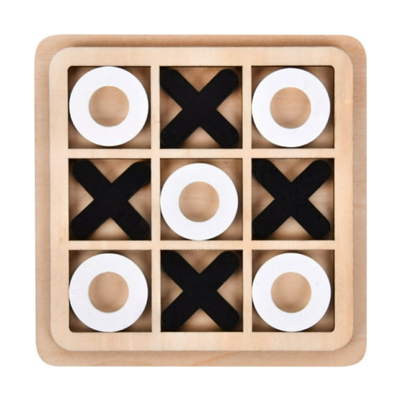 syligr Wooden Tic Tac Toe Board Game for Kids 4+, Mini Noughts and Crosses Travel Set, Family Party Tabletop Strategy Game, 5.5 Inch, Holiday Party Gift for Game Lovers, Perfect for Travel Car Play