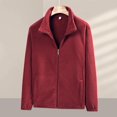 thumbnail image 1 of SYMOID Big & Tall Men's 4XL Wine Fleece Jacket - Full-Zip Stand-Up Collar, 100% Polyester Soft Warm Fabric, 2 Side Pockets, Lightweight Durable for Daily/Outdoor Use, 1 of 5
