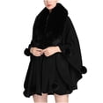 thumbnail image 1 of symoid 2022 Scarf Shawls for Women- Warm Wool Collar Shawl Cloak Large Knitting Cardigan Loose Coat Black One Size, 1 of 1