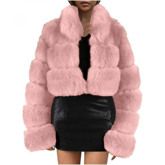symoid 2022 Womens Faux Fur Coats & Jackets- Fashion Casual Christmas and Thanksgiving Gifts for Women Pop Warm Thickened New Fall Winter Coats for Womens Pink S