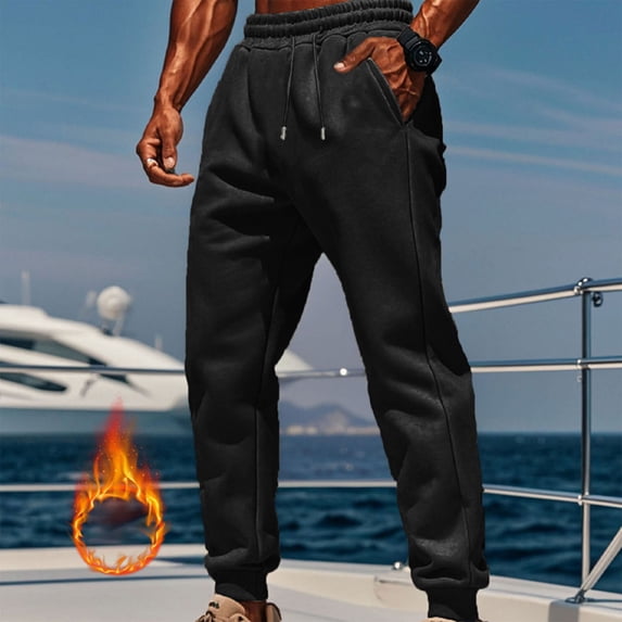 Fnnxeal Sweatpants for Men Big and Tall Cargo Pants Outdoor Fall Winter Casual Slacks with Stretch Solid Mens Black Trousers Size 3XL