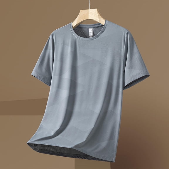 Fnnxeal Mens Casual T-Shirts, Solid Crew Neck Short Sleeve Tops Summer Big and Tall Shirts Gray Lightweight Tees for Men Size 2XL